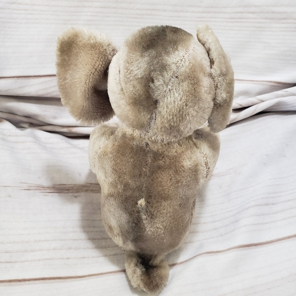 Vintage Mohair Elephant Straw Stuffed Animal Made In Japan 1950s Sitting 7 Inch - Picture 12 of 15